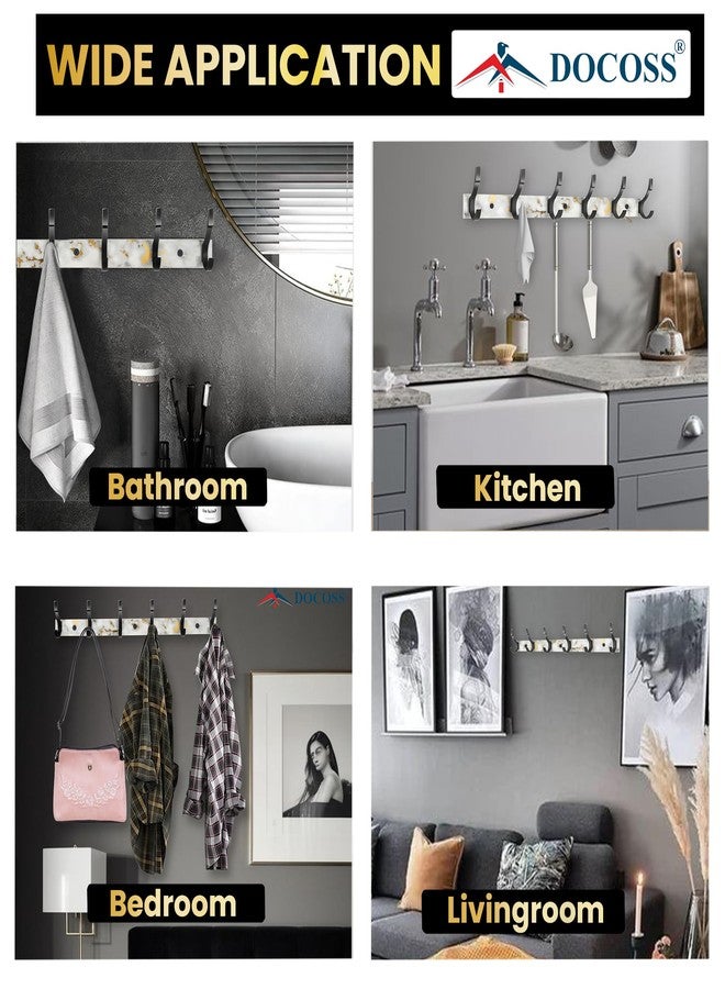 DOCOSS- Long Cloth Hangers for Wall Door/Hooks for Clothes Hanging Bathroom Cloth Hanger Wall Mounted for Hanging Clothes,Shirt,Towel (Pack of 1, White (Black Hooks) - Image 5